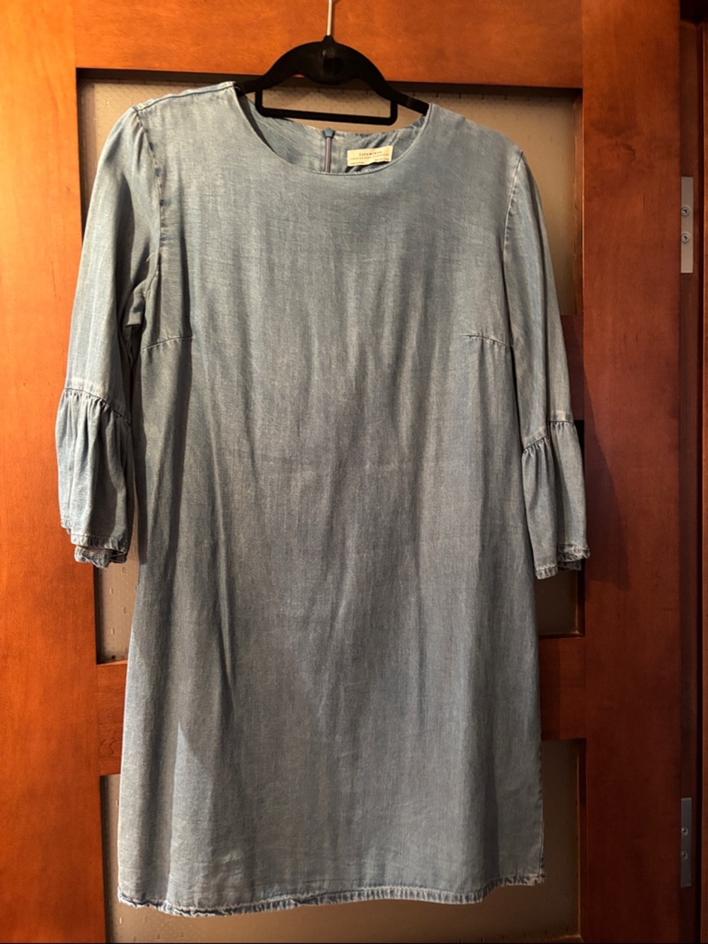 Zara Light Blue Denim Shift Dress